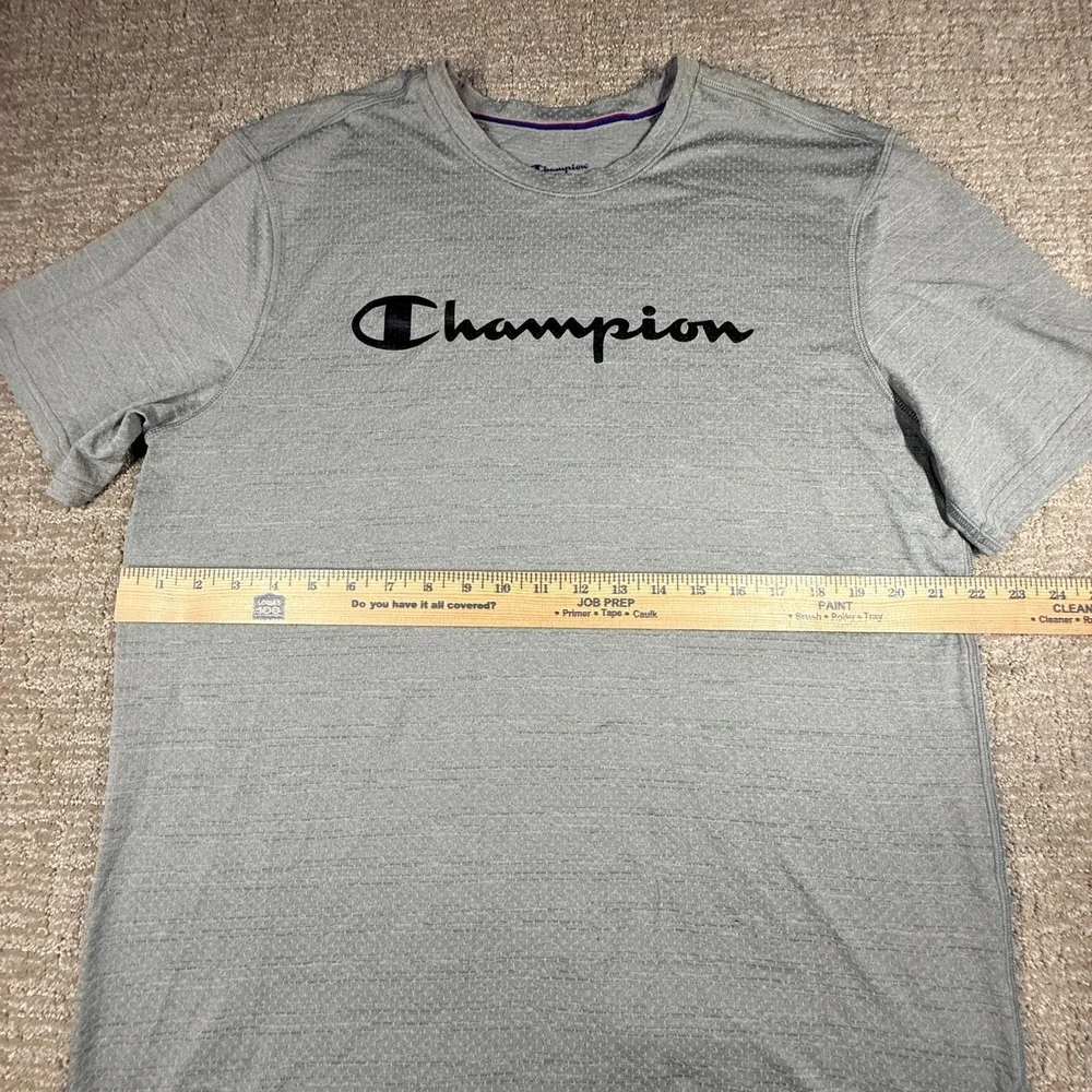 Champion T Shirt Mens Large Gray Script Logo Athletic Short Sleeve Tee - Picture 7 of 8
